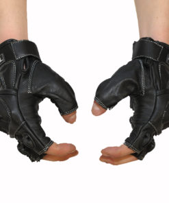 Rękawice skórzane motocyklowe Tschul bez palców kolor czarne