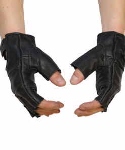Rękawice skórzane motocyklowe bez palców kolor czarne