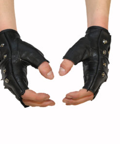 Rękawice skórzane motocyklowe bez palców z ćwiekami kolor czarne